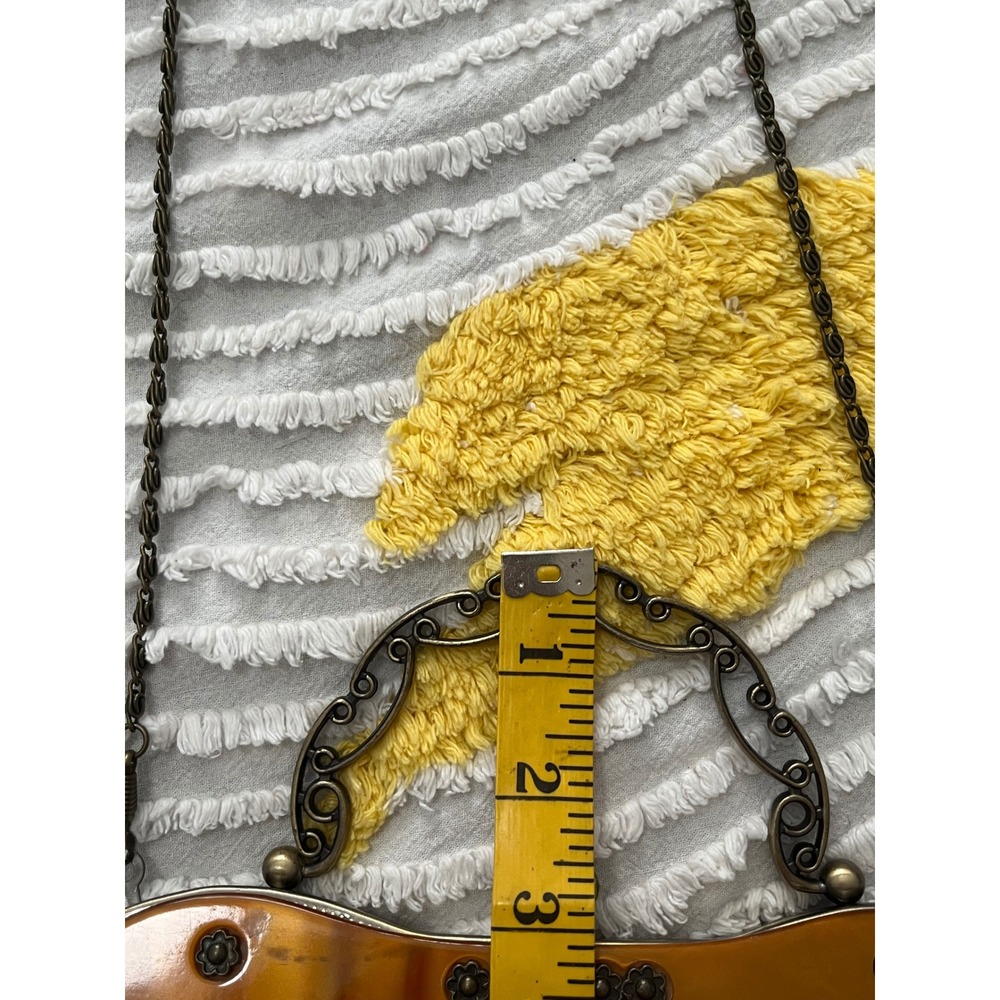 Vtg Leko London Handbag Beaded Embroidered Acrylic Panel Decor Elegant Chain - Picture 10 of 10